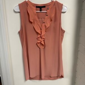White House Black Market Coral Sleeveless Ruffle Blouse